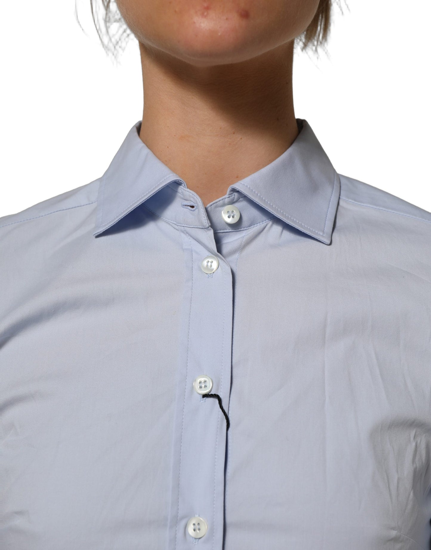 Dolce & Gabbana Blue Collared Long Sleeves Dress Shirt Top