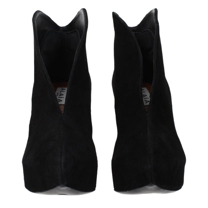 Alaïa Black Leather Ankle Boots