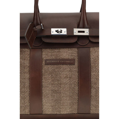 Brunello Cucinelli Brown Calf Leather Bos Taurus Luggage And Travel