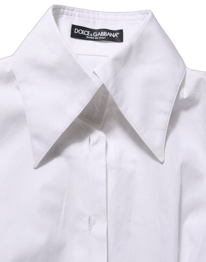 Dolce & Gabbana White Collared Long Sleeves Dress Shirt Top