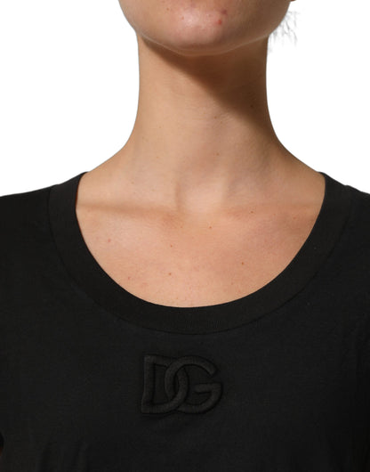 Dolce & Gabbana Black DG Logo Cotton Round Neck Tee T-shirt