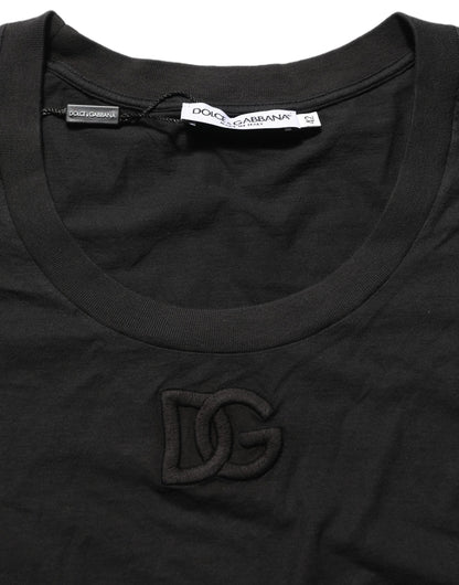 Dolce & Gabbana Black DG Logo Cotton Round Neck Tee T-shirt