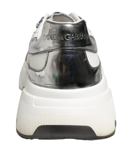 Dolce & Gabbana White Silver Daymaster Low Top Men Sneakers Shoes