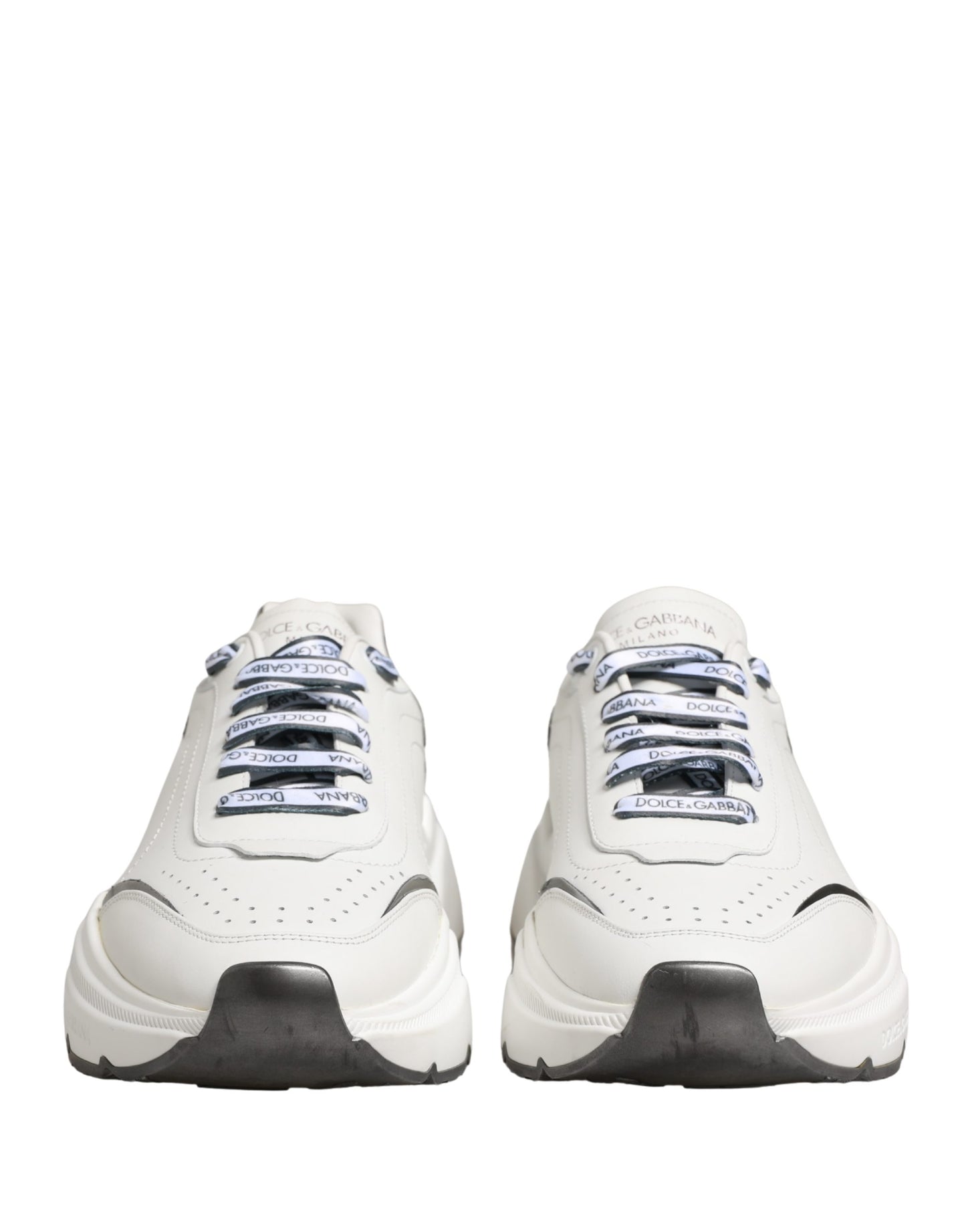 Dolce & Gabbana White Silver Daymaster Low Top Men Sneakers Shoes