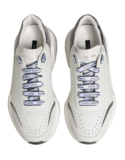 Dolce & Gabbana White Silver Daymaster Low Top Men Sneakers Shoes