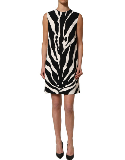 Dolce & Gabbana Black White Zebra Print Viscose Mini Dress