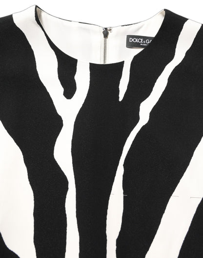 Dolce & Gabbana Black White Zebra Print Viscose Mini Dress