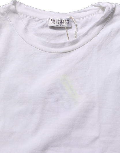 Brunello Cucinelli White SleeveLess Crew Neck Tank Blouse Top