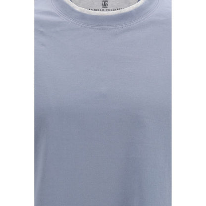 Brunello Cucinelli Blue Cotton T-Shirt
