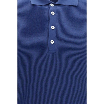 Brunello Cucinelli Blue Cotton Polo Shirt