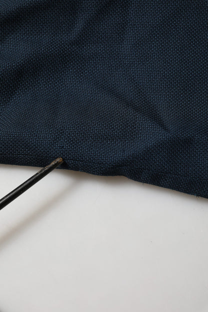 Dolce & Gabbana Blue Wool Logo Single Breasted Coat Jacket