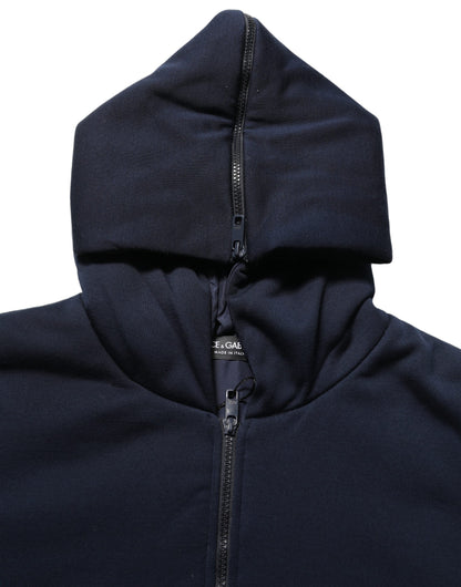 Dolce & Gabbana Black Cotton Full Zip Hooded Bomber Jacket