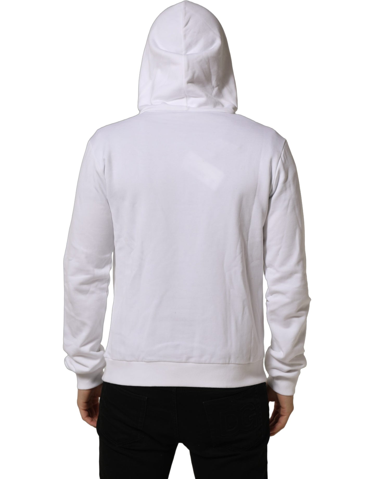 Dolce & Gabbana White Sacred Heart Hooded Sweatshirt Sweater