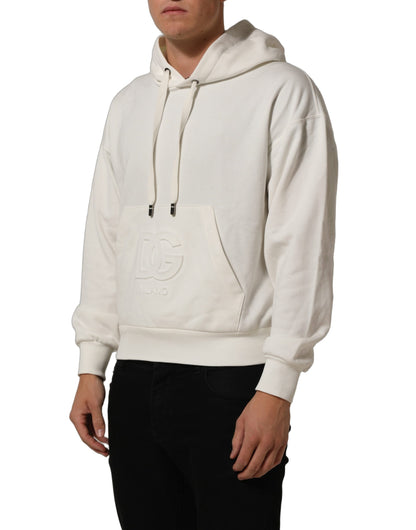 Dolce & Gabbana White Logo Hooded PulloverSweatshirt Sweater