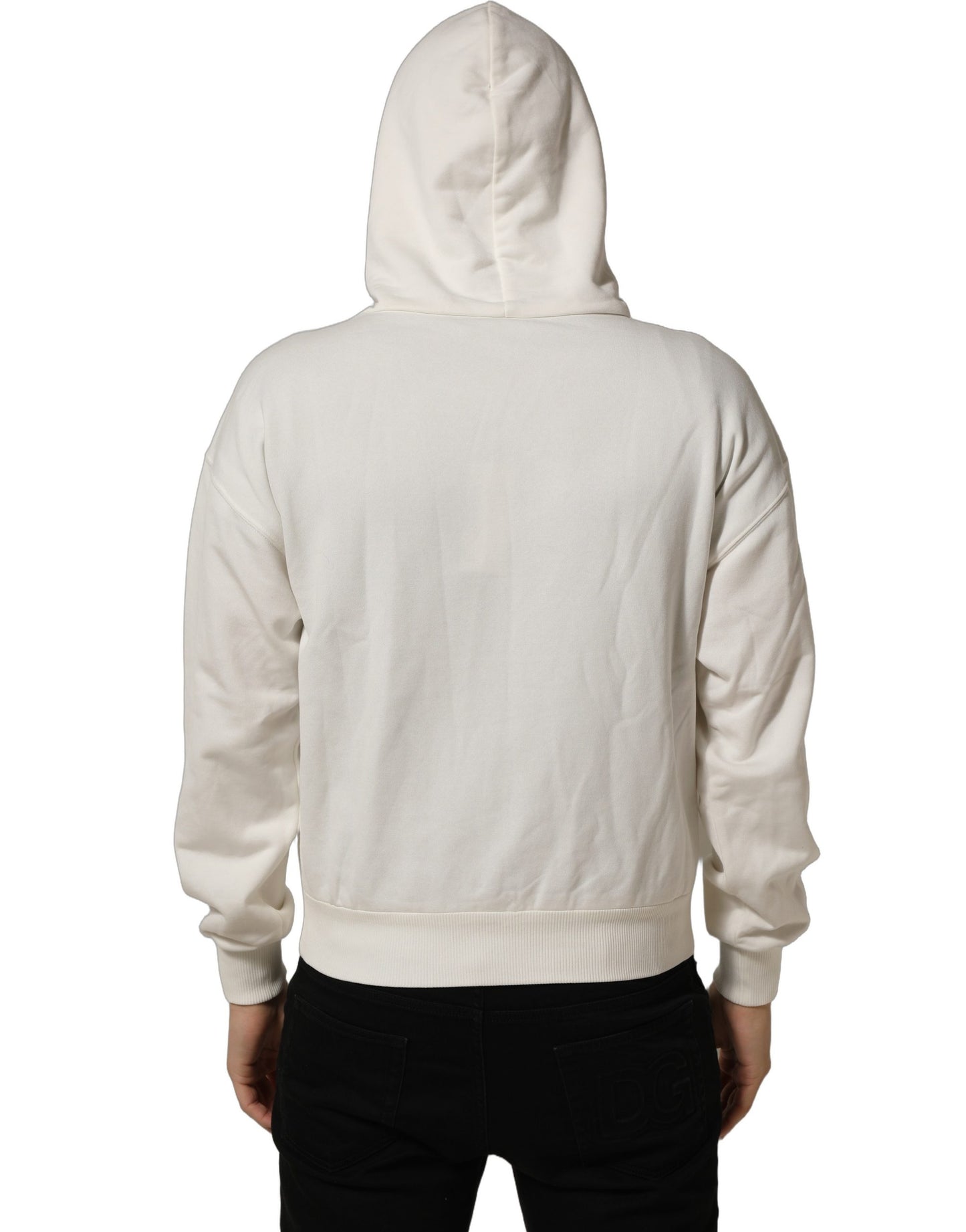 Dolce & Gabbana White Logo Hooded PulloverSweatshirt Sweater