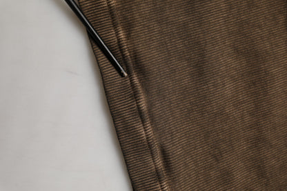 Dolce & Gabbana Brown Cotton Buttoned Henley Pullover Sweater