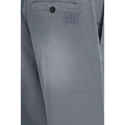 Miu Miu Gray Cotton Casual Pants