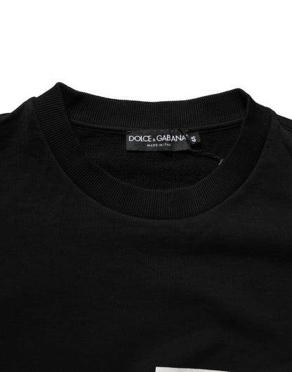 Dolce & Gabbana Black Cotton Logo Print Sweatshirt Sweater