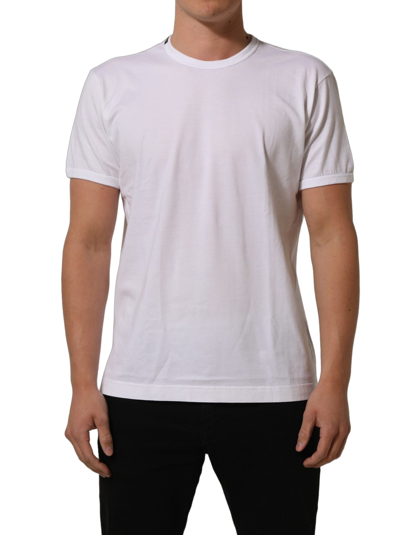 Dolce & Gabbana White Cotton Short Sleeves CrewNeck T-shirt