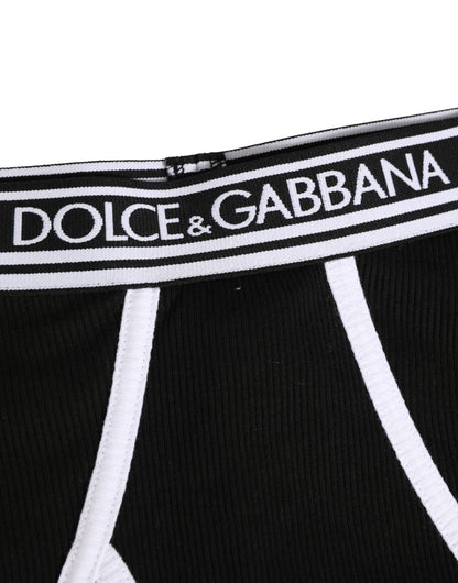 Dolce & Gabbana Black White Logo Waistband Coulotte Panty Underwear