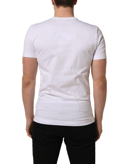 Dolce & Gabbana White DG Logo Cotton Crew Neck Men T-shirt