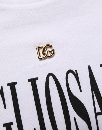 Dolce & Gabbana White Logo Round Neck Short Sleeves T-shirt