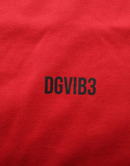 Dolce & Gabbana Red Cotton Graphic Print Crew Neck T-shirt