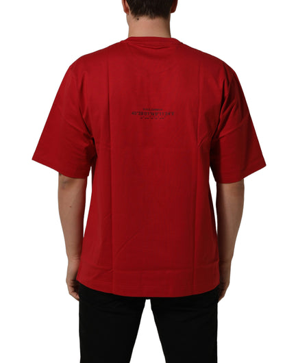 Dolce & Gabbana Red Cotton Graphic Print Crew Neck T-shirt
