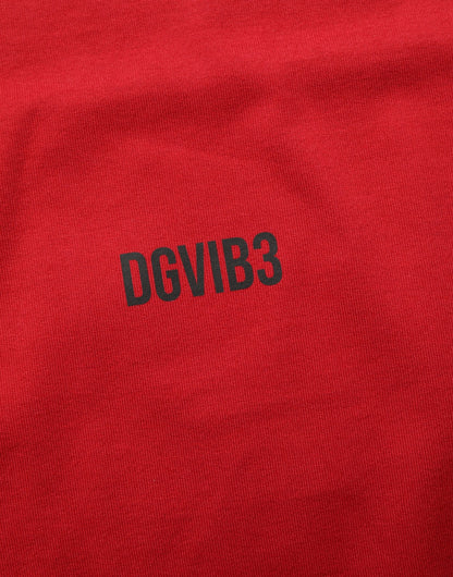 Dolce & Gabbana Red Cotton Graphic Print Crew Neck T-shirt