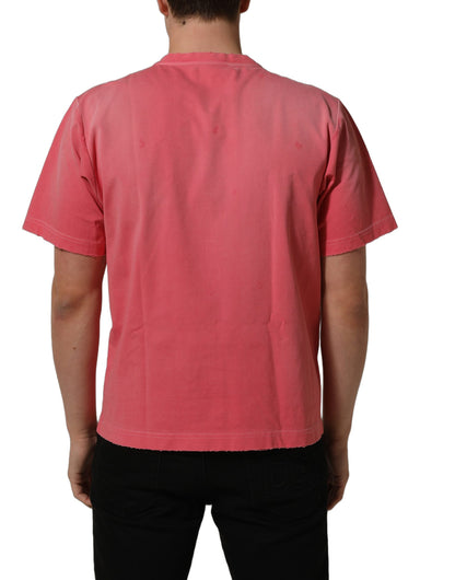 Dolce & Gabbana Pink Re-Edition Distressed Crew Neck T-shirt