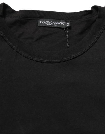 Dolce & Gabbana Black Cotton Short Sleeves CrewNeck T-shirt