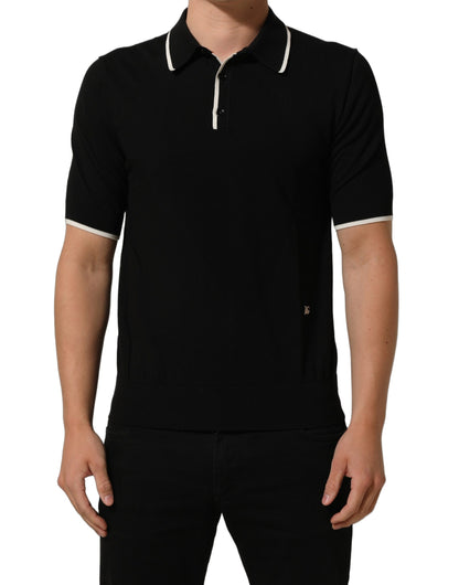 Dolce & Gabbana Black Cotton Collared Short Sleeves Polo T-shirt