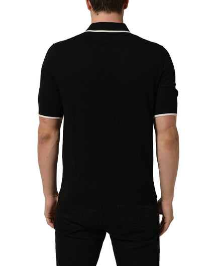 Dolce & Gabbana Black Cotton Collared Short Sleeves Polo T-shirt