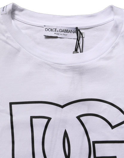 Dolce & Gabbana White DG Logo Print Short Sleeves Men T-shirt