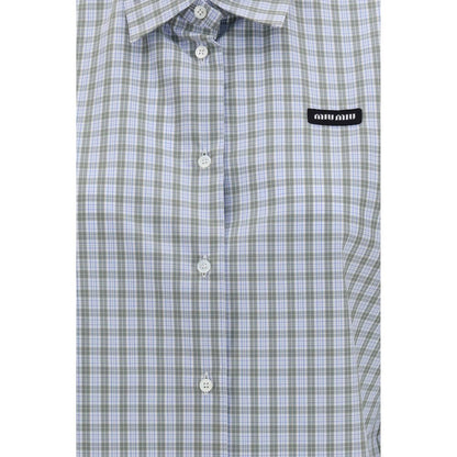 Miu Miu Blue Cotton Pattern Shirt