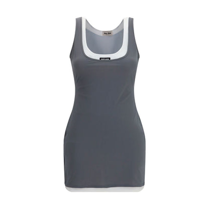 Miu Miu Gray Recycled Polyamide Casual Dress