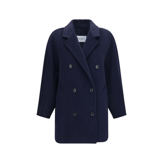 Max Mara Blue Wool Oves Aries Full-Length Jacket