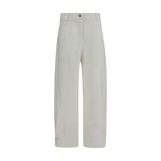 Max Mara White Cotton Cropped Pants