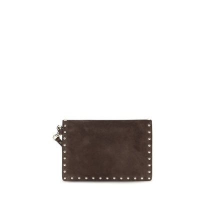 Valentino Garavani Brown Suede Leather Wallet