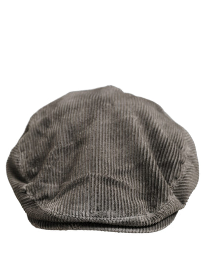 Dolce & Gabbana Men Grey Cotton Corduroy Cloth Newsboy Cap Hat