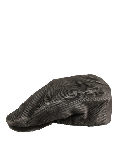 Dolce & Gabbana Men Grey Cotton Corduroy Cloth Newsboy Cap Hat