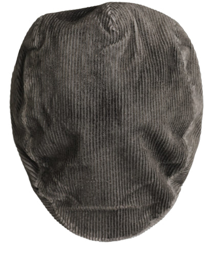 Dolce & Gabbana Men Grey Cotton Corduroy Cloth Newsboy Cap Hat