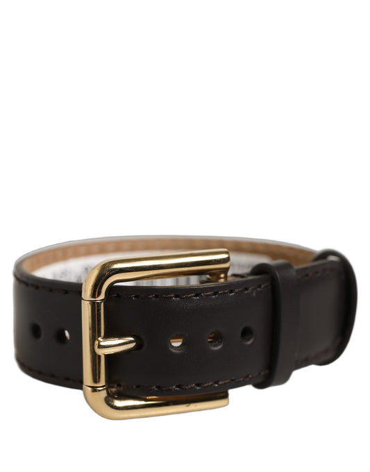Dolce & Gabbana Black Calfskin Leather Gold Buckle Belt Strap Bracelet