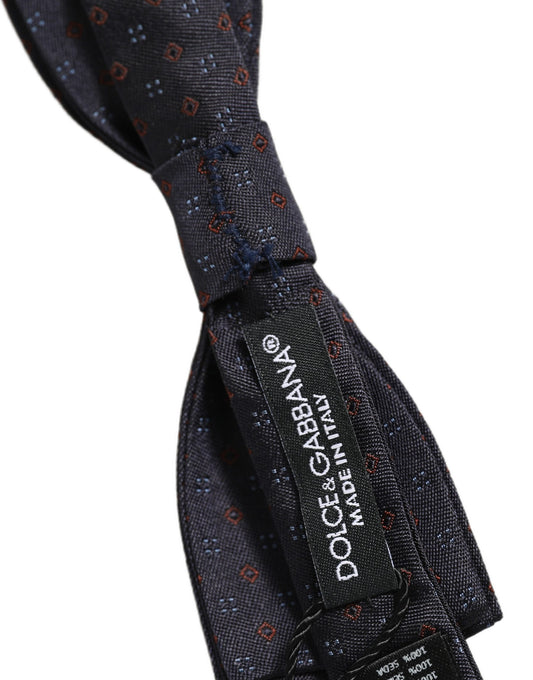 Dolce & Gabbana Black Diamond Pattern Adjustable Neck Papillon Bow Tie