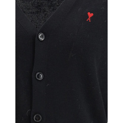Ami Paris Black Wool Oves Aries Cardigan