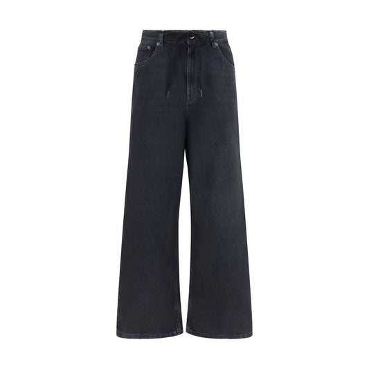 MM6 Black Cotton Relaxed Fit Jeans