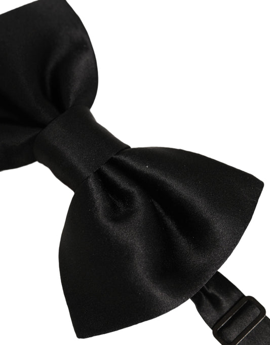 Dolce & Gabbana Men Black 100% Silk Adjustable Neck Papillon Bow Tie
