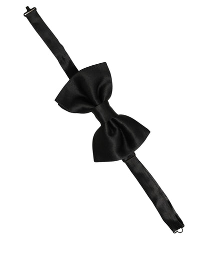 Dolce & Gabbana Men Black 100% Silk Adjustable Neck Papillon Bow Tie