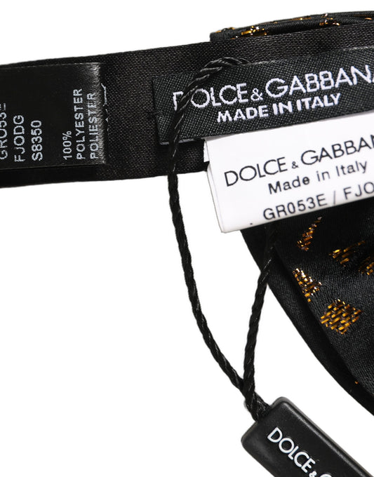 Dolce & Gabbana Black Gold Speckle Pattern Adjustable Neck Papillon Bow Tie