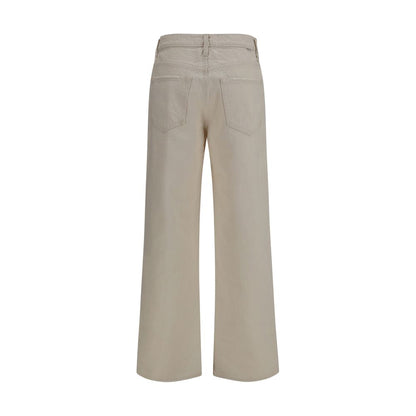 Mother Denim White Cotton Relaxed Fit Jeans